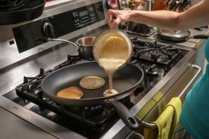 Charleston Coffee Roasters Coffee Pancakes with Strawberry Syrup - Making Pancakes