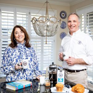 Auther Mary Alice Monroe and Lowell Grosse enjoy the Beach House Blend Coffee