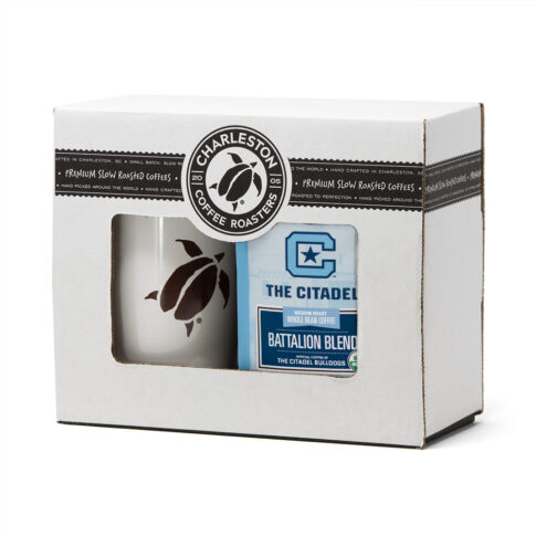 Charleston Coffee Roasters Citadel Gift Box 12 oz bag with logo mug