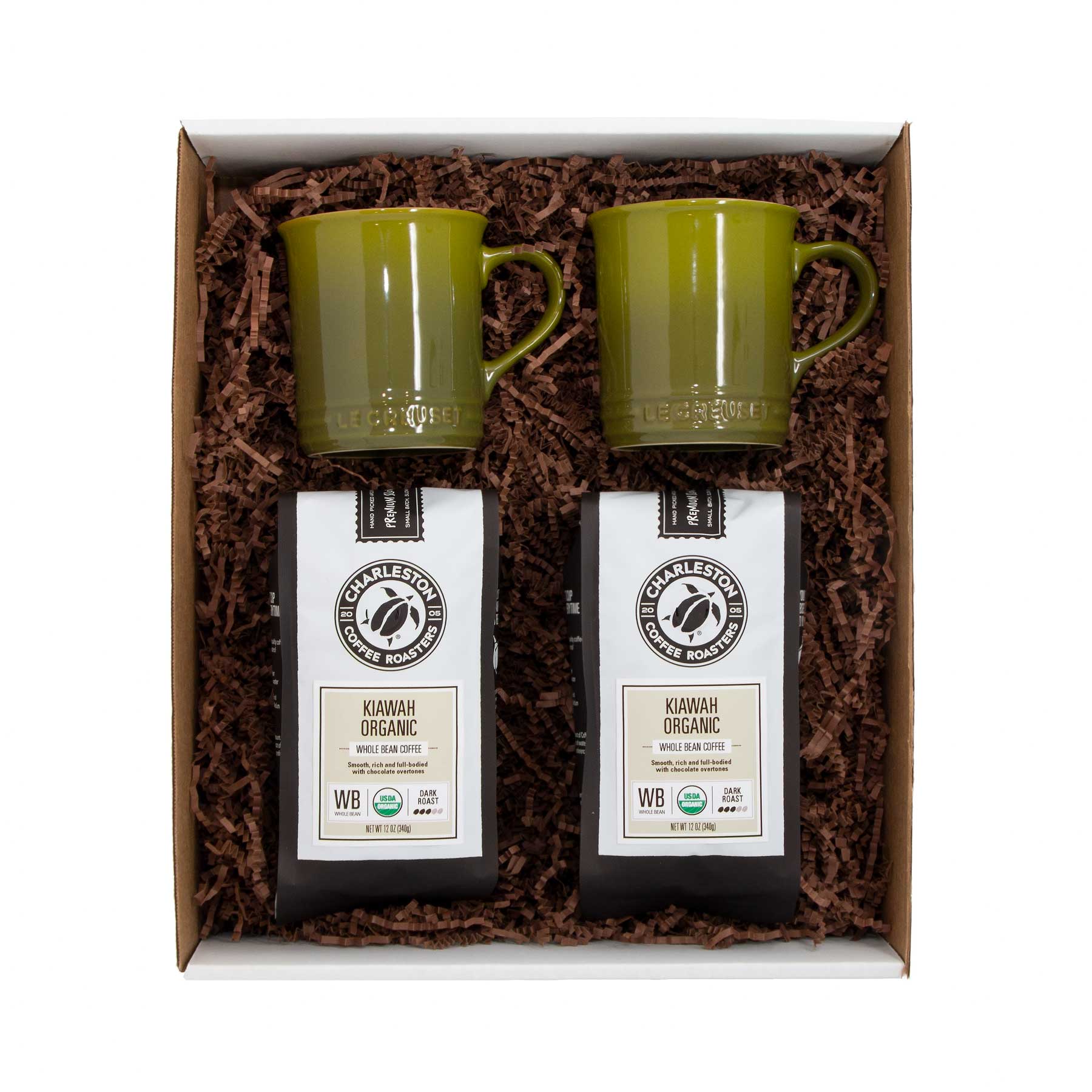 Kiawah Organic Le Creuset olive mug gift box