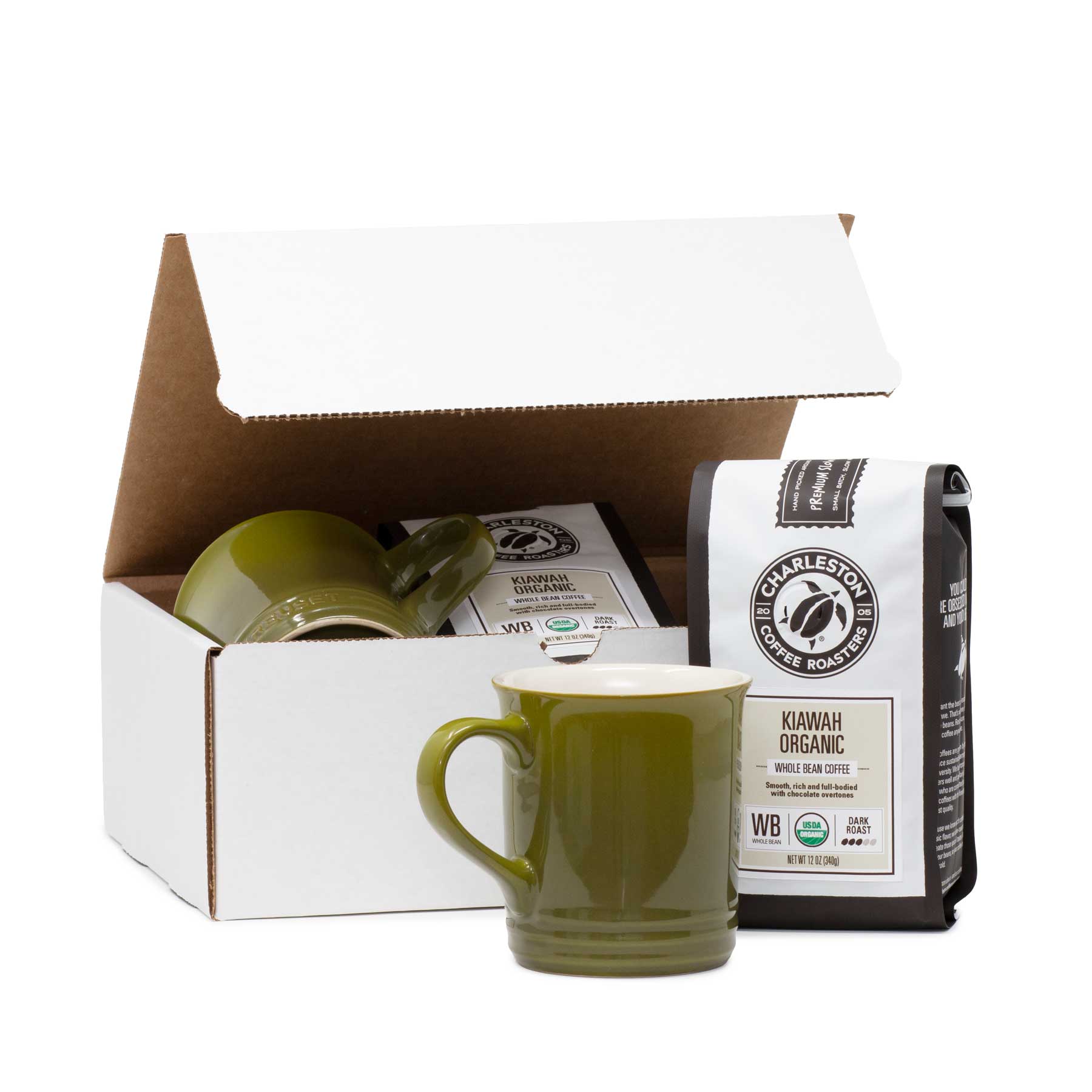 Kiawah Organic Le Creuset olive mug gift set