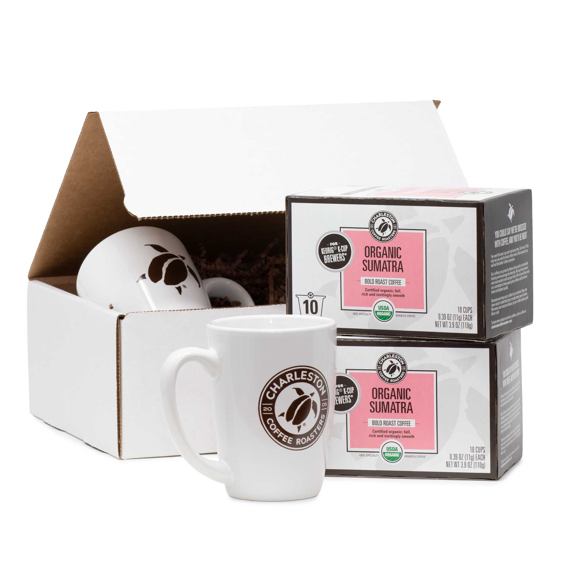 Organic Sumatra Single Cup + 2 mugs gift box