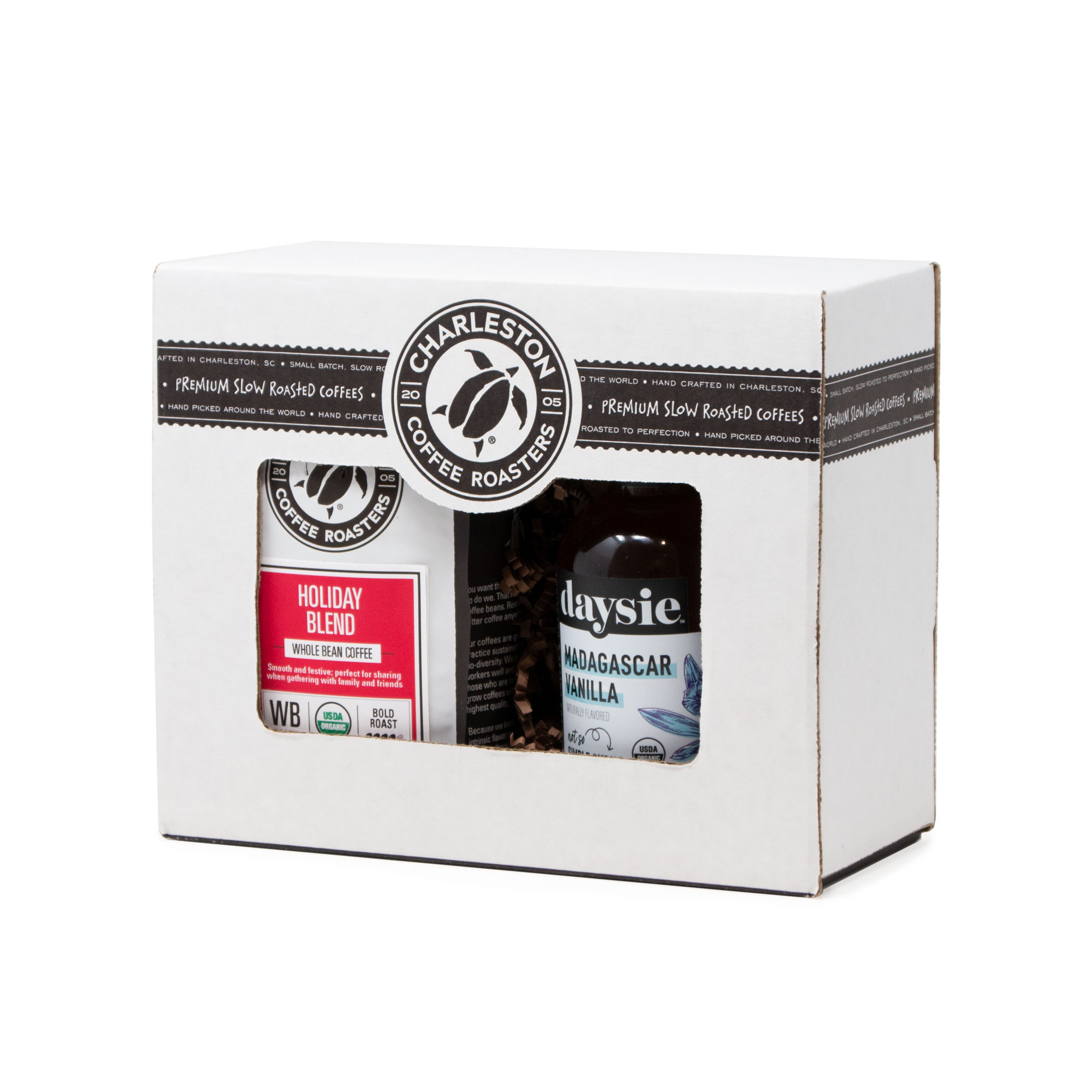 Charleston Coffee Roasters Holiday Blend + Daysie Vanilla Syrup Gift Set