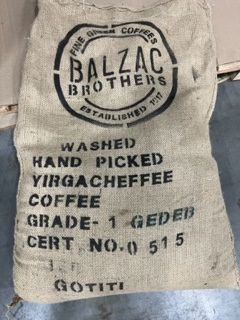 Ethiopian Yirgacheffe-Gedeb coffee beans in jute bag