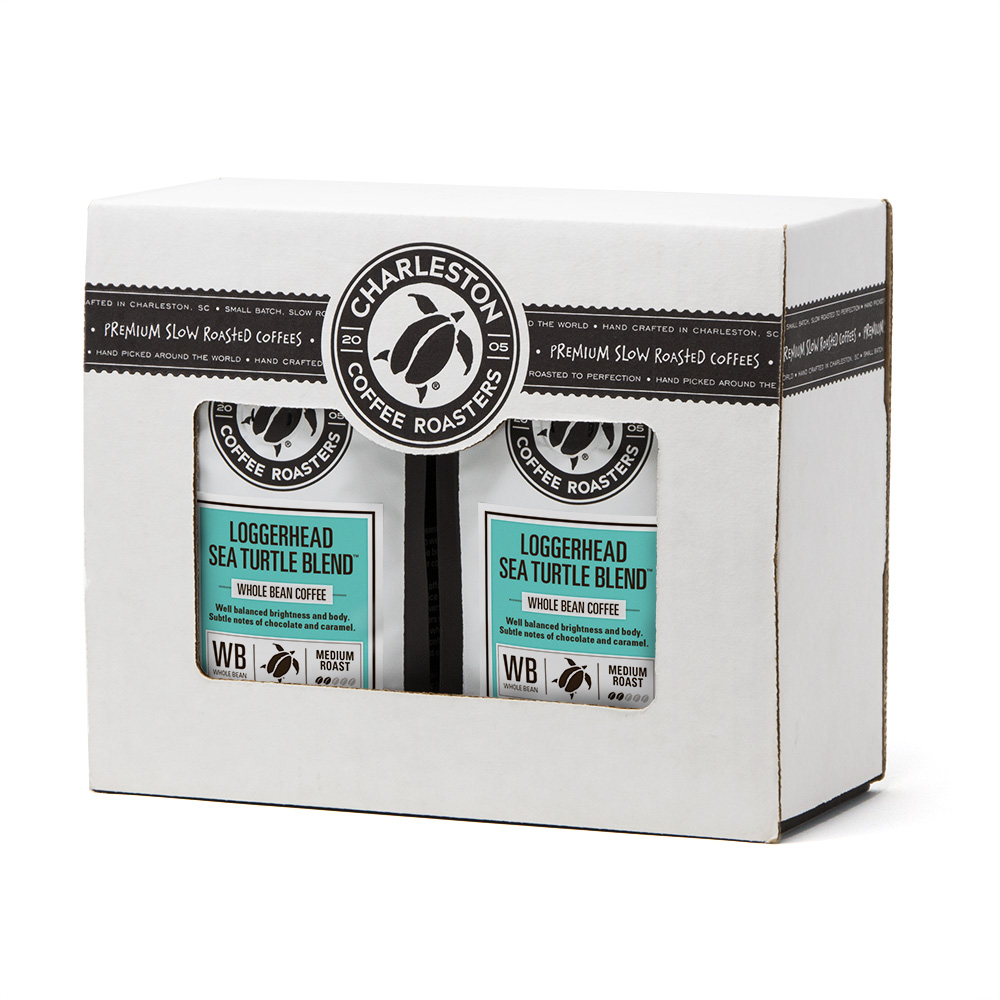 Charleston Coffee Roasters Loggerhead Sea Turtle Blend Gift Box - Two 12 oz bags
