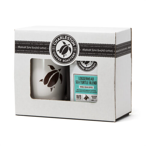 Charleston Coffee Roasters Loggerhead Sea Turtle Blend Gift Box 12 oz bag and logo mug