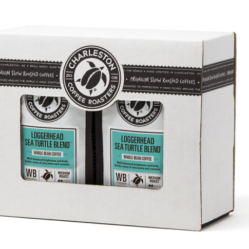 Charleston Coffee Roasters Loggerhead Sea Turtle Blend Gift box with two 12 ounce bags