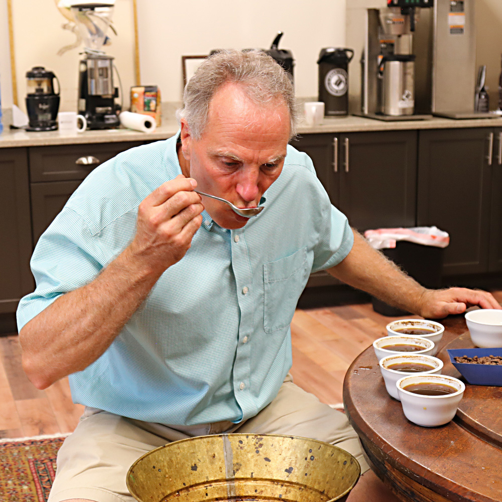 Charleston Coffee Roasters President Lowell Grosse, cupping