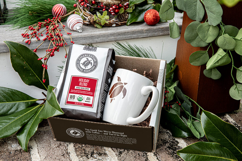 Charleston Coffee Roasters Holiday Blend Gift Box - 12 oz bag + logo mug